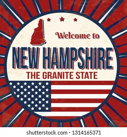 Welcome to New Hampshire vintage grunge poster, vector illustration