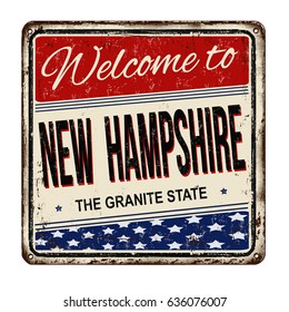 Welcome to New Hampshire vintage rusty metal sign on a white background, vector illustration