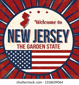 Welcome to New Jersey vintage grunge poster, vector illustration