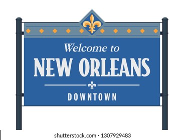 Welcome to New Orleans Downtown road sign