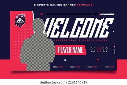 Welcome New Player E-sports Gaming Banner Template for Social Media Flyer