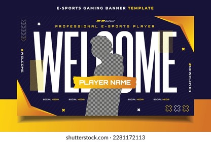 Welcome New Player E-sports Gaming Banner Template for Social Media Flyer