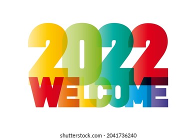 nuevo año 2022 de bienvenida texto creativo colorido