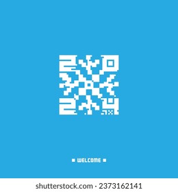 Welcome to the new year 2024! New Year's card with a stylized pixel snowflake. Link to the transition into the new year. Entry by QR code.