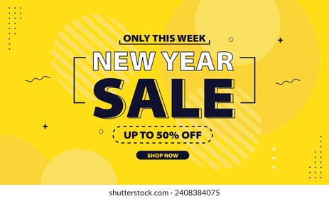 "Welcome the New Year with our captivating sale banner template! Discover amazing deals and start your year with style, savings, and a shopping experience tailored just for you."