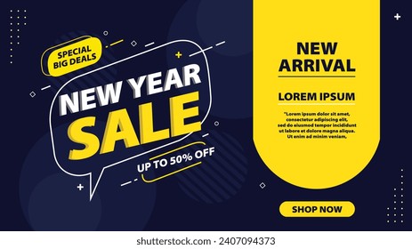 "Welcome the New Year with our dynamic sale banner template! Unveiling irresistible deals, it's your gateway to a year filled with savings and style, igniting a shopping experience like no other."