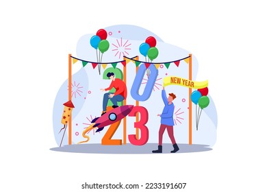 Welcome New Year Party Flat Design