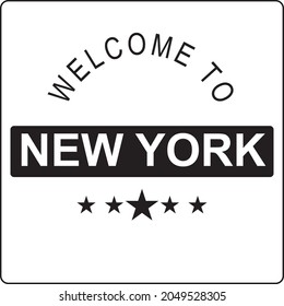 Welcome to New york black and white with five stars vector eps 10