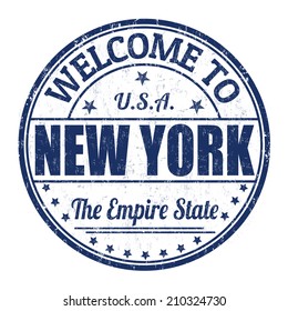 Welcome to New York grunge rubber stamp on white background, vector illustration