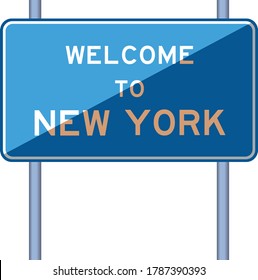 Welcome to NEW YORK road sign with shady