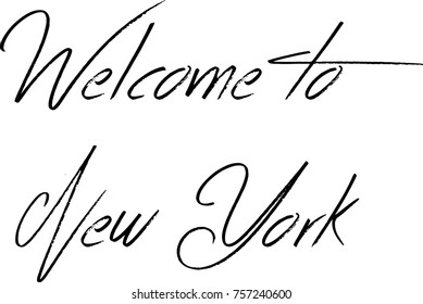Welcome to New York text sign on white Background 