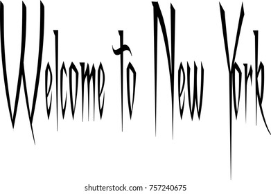 Welcome to New York text sign on white Background 