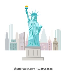 Welcome to New York. Vector illustration of Statue of Liberty