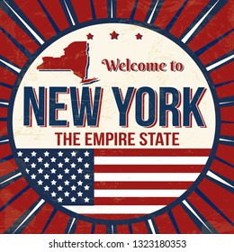 Welcome to New York vintage grunge poster, vector illustration