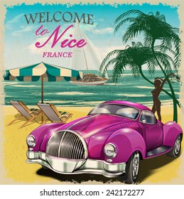 Welcome to Nice  retro poster.