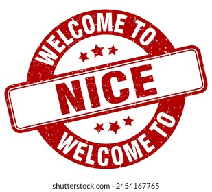 Welcome to Nice stamp. Nice round sign isolated on white background