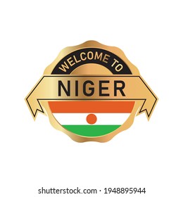 Welcome to NIGER logo badge with  flag