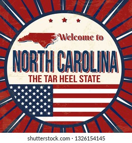 Welcome to North Carolina vintage grunge poster, vector illustration