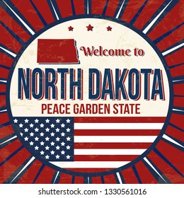 Welcome to North Dakota vintage grunge poster, vector illustration