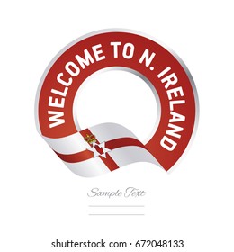 Welcome to Northern Ireland flag red label logo icon