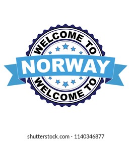 Welcome to Norway blue black rubber stamp illustration vector on white background