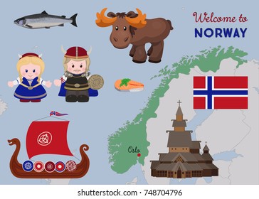 Welcome Norway Cartoon Characters Vikings Ancient Stock Vector (Royalty ...