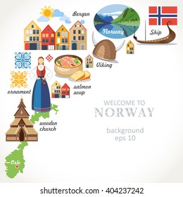 welcome to Norway traditional symbols background