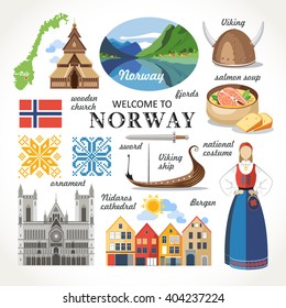 welcome to Norway traditional symbols collection