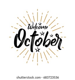 Welcome October - Firework - Vector for greeting, new month