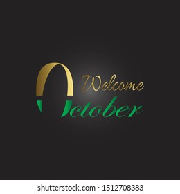 Welcome october - vector quote about autumn. Vector quote isolated on white background. Hand drawn quote. Brush pen lettering.