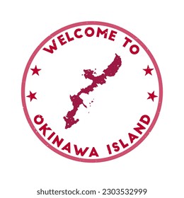 Welcome to Okinawa Island stamp. Grunge round stamp with texture in Nippon color theme. Vintage style geometric Okinawa Island seal. Astonishing vector illustration.