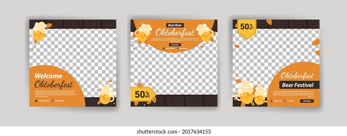 Bienvenidos al Oktoberfest. Mejor festival de cerveza Oktoberfest. Festival de Cervezas Oktoberfest. Vector de banner para anuncios de medios sociales, anuncios web, mensajes de negocios, volantes de descuento y banners de gran venta.