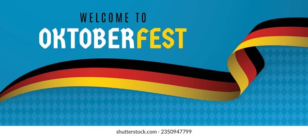 welcome Oktoberfest design with Germany Flag and Bavarian Oktoberfest pattern