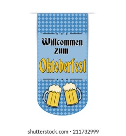 Welcome to Oktoberfest ( in german language) banner design over a white background, vector illustration