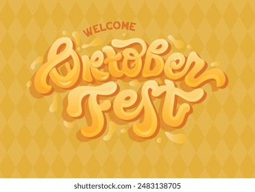 Bienvenidos al Oktoberfest. Letras manuscritas del Oktoberfest. Anuncio de Vector del Festival de la Cerveza. Celebración de la Plantilla de diseño. 