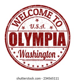 Welcome to Olympia grunge rubber stamp on white background, vector illustration