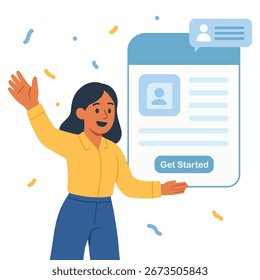 Welcome Onboard Illustration for App and Website in Flat Vector Style