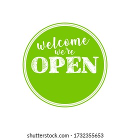 Welcome we’re open text vector vintage 