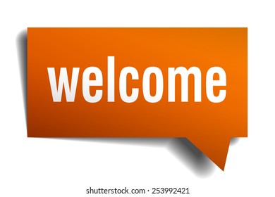 welcome orange speech bubble isolated on white. welcome sticker. welcome peeler. welcome sign. welcome speech bubble. welcome orange sign.welcome.