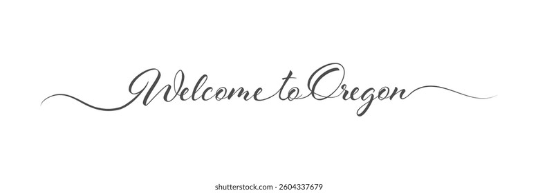 Welcome to Oregon. Single line design. A design element for a creative idea