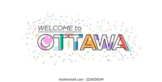 Bienvenido a Ottawa. Grabación vectorial para saludos, postales, afiches, afiches y pancartas. Diseño plano