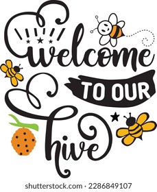 Bienvenidos a nuestro Hive svg ,Diseño de Bee svg, paquete de Bee svg