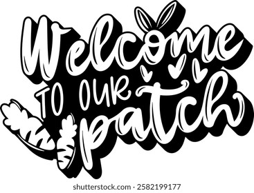 welcome to our patch happy easter black vector graphic design and cut file