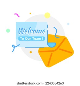 welcome to our team, greeting card template concept illustration flat design vector eps10, graphic element for landing page, empty state ui, banner