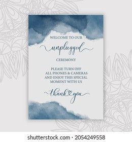 Welcome To Our Unplugged Ceremony. Wedding Sign. Welcome To Our Wedding