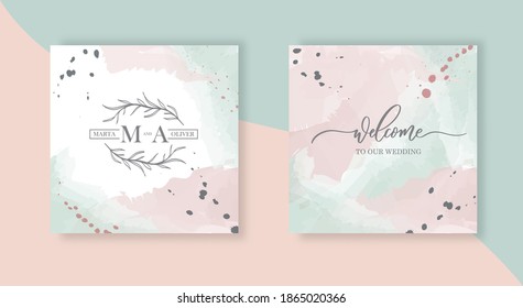 Welcome to our wedding. Template for wedding invitation. Square frame poster.