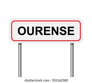 Welcome to Ourense, Spain road sign vector