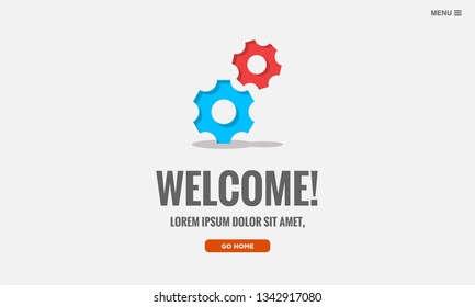 Welcome Page Interface Design with Gear Illustration