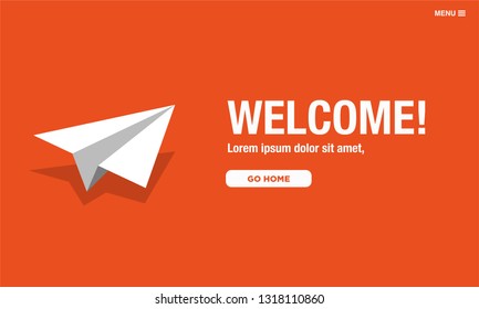 Welcome Page Interface Design with Paper Plan Illustration