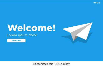 Welcome Page Interface Design with Paper Plan Illustration